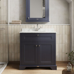 Hudson Reed Floor Standing Two Door Traditional Vanity Unit With 1 Tap Hole Grey Marble Top & Basin In Twilight Blue, 820 X 470mm - thumbnail 2