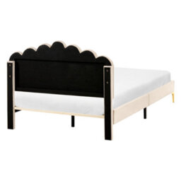 Wyld And Coco Eu Velvet Small Double Bed Beige With Metal Legs And Adjustable Headboard - thumbnail 6