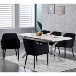 Life Interiors Set Of 2 Black Verona Velvet Dining Chairs With Quilted Back & Black Legs - Modern Accent Chair With Silver Foot Tips - thumbnail 8