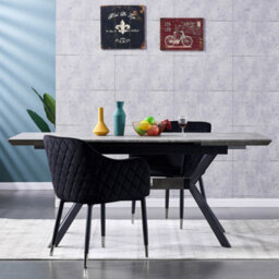 Life Interiors Set Of 2 Black Verona Velvet Dining Chairs With Quilted Back & Black Legs - Modern Accent Chair With Silver Foot Tips - thumbnail 6