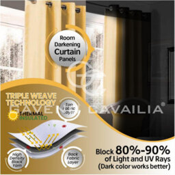 Gc Gaveno Cavailia Yellow Blackout Eyelet Curtains 66X72 Inches 80-90% Black Out Thermal Ring Top Curtain Pair Window - thumbnail 6