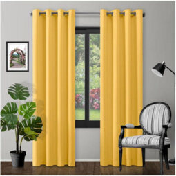 Gc Gaveno Cavailia Yellow Blackout Eyelet Curtains 66X72 Inches 80-90% Black Out Thermal Ring Top Curtain Pair Window - thumbnail 1
