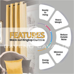 Gc Gaveno Cavailia Yellow Blackout Eyelet Curtains 66X72 Inches 80-90% Black Out Thermal Ring Top Curtain Pair Window - thumbnail 2