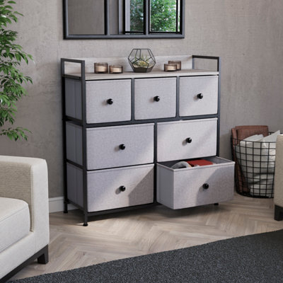 Lassic Vida Designs Chorley 7 Drawer Fabric Ukfr Chest Of Drawers, Beige & Grey Wood - image 1
