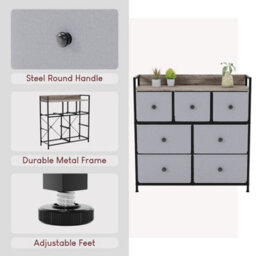 Lassic Vida Designs Chorley 7 Drawer Fabric Ukfr Chest Of Drawers, Beige & Grey Wood - thumbnail 9