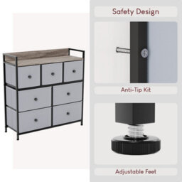 Lassic Vida Designs Chorley 7 Drawer Fabric Ukfr Chest Of Drawers, Beige & Grey Wood - thumbnail 8