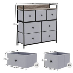 Lassic Vida Designs Chorley 7 Drawer Fabric Ukfr Chest Of Drawers, Beige & Grey Wood - thumbnail 3