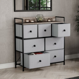 Lassic Vida Designs Chorley 7 Drawer Fabric Ukfr Chest Of Drawers, Beige & Grey Wood - thumbnail 2