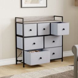 Lassic Vida Designs Chorley 7 Drawer Fabric Ukfr Chest Of Drawers, Beige & Grey Wood - thumbnail 5