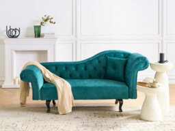 Beliani Right-Hand Chaise Longue Lattes Ii Velvet Emerald Green With Cushion - thumbnail 2