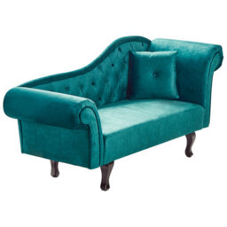 Beliani Right-Hand Chaise Longue Lattes Ii Velvet Emerald Green With Cushion - thumbnail 4