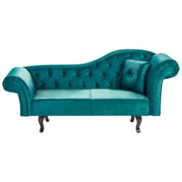 Beliani Right-Hand Chaise Longue Lattes Ii Velvet Emerald Green With Cushion