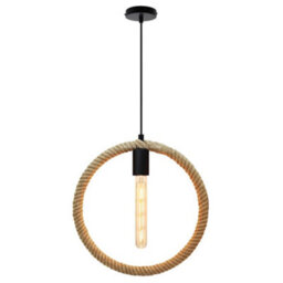 Long Life Lamps Company Vintage Industrial Ceiling Hemp Rope Round Pendant Light H3047 - thumbnail 3