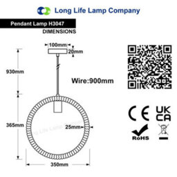 Long Life Lamps Company Vintage Industrial Ceiling Hemp Rope Round Pendant Light H3047 - thumbnail 2