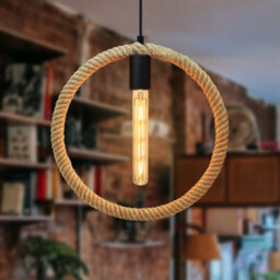 Long Life Lamps Company Vintage Industrial Ceiling Hemp Rope Round Pendant Light H3047 - thumbnail 6