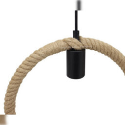 Long Life Lamps Company Vintage Industrial Ceiling Hemp Rope Round Pendant Light H3047 - thumbnail 5