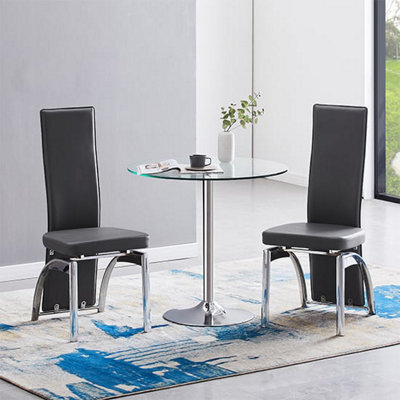 Furniture in Fashion Dante Clear Glass Dining Table With 2 Romeo Grey Chairs - image 1