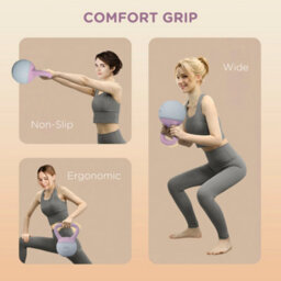 (4Kg, Purple And Grey) Sportnow Kettlebell With Non-Slip Handle - thumbnail 5