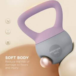 (4Kg, Purple And Grey) Sportnow Kettlebell With Non-Slip Handle - thumbnail 4