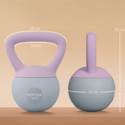 (4Kg, Purple And Grey) Sportnow Kettlebell With Non-Slip Handle - thumbnail 3