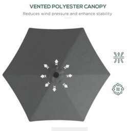 Outsunny 3(M) Cantilever Garden Parasol Umbrella W/ Solar Led, Dark Grey - thumbnail 6