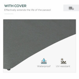 Outsunny 3(M) Cantilever Garden Parasol Umbrella W/ Solar Led, Dark Grey - thumbnail 7