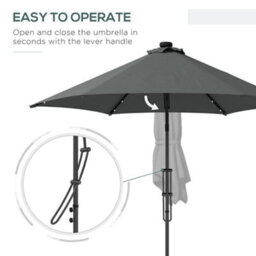 Outsunny 3(M) Cantilever Garden Parasol Umbrella W/ Solar Led, Dark Grey - thumbnail 4