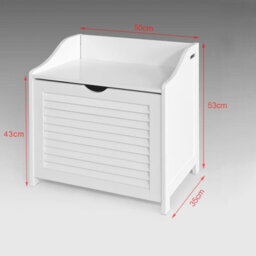 Sobuy Fsr40-W Bathroom Storage Cabinet Chest Laundry Bin Laundry Basket Toy Box,white,w50Xd34.5Xh53 - thumbnail 3