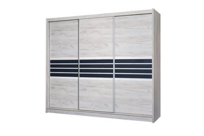 Arte Graceful Oak Craft & Graphite Glass Wardrobe 250Cm - Expansive Storage With Timeless Elegance - image 1