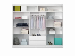 Arte Graceful Oak Craft & Graphite Glass Wardrobe 250Cm - Expansive Storage With Timeless Elegance - thumbnail 2