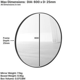 The Furniture Market Chic Small Round Black Framed Metal Wall Mirror Diameter 60Cm - thumbnail 9