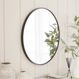 The Furniture Market Chic Small Round Black Framed Metal Wall Mirror Diameter 60Cm - thumbnail 2