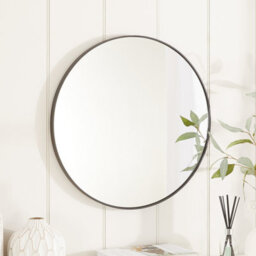 The Furniture Market Chic Small Round Black Framed Metal Wall Mirror Diameter 60Cm - thumbnail 1