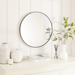 The Furniture Market Chic Small Round Black Framed Metal Wall Mirror Diameter 60Cm - thumbnail 3