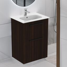 Ideal Standard I.life A Matt Coffee Brown Oak Effect Freestanding Vanity Unit & Basin Set With 2 Black Handle (W)600mm (H)853mm - thumbnail 2