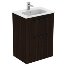 Ideal Standard I.life A Matt Coffee Brown Oak Effect Freestanding Vanity Unit & Basin Set With 2 Black Handle (W)600mm (H)853mm - thumbnail 1