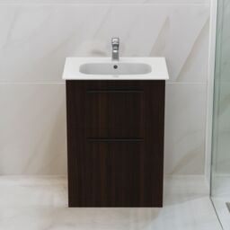 Ideal Standard I.life A Matt Coffee Brown Oak Effect Freestanding Vanity Unit & Basin Set With 2 Black Handle (W)600mm (H)853mm - thumbnail 3