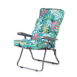 Alfresia Charcoal Recliner Chair With Classic Alexandra Green Leaf Cushion - thumbnail 5