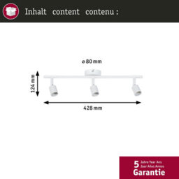 Paulmann 66765 Carolina Spotlight 3-Lamp Max. 3X10 Watts Ceiling Luminaire White Matt Spot Metal Gu10 - thumbnail 4
