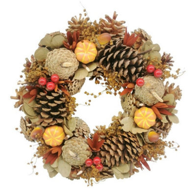 Pumpkin & Pinecone Autumn Door Wreath