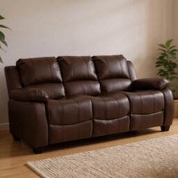 Furniture Instore Valerie Brown Leather Modern 3+3 Seater Sofa Set - thumbnail 2
