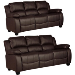 Furniture Instore Valerie Brown Leather Modern 3+3 Seater Sofa Set