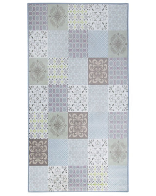 Beliani Coastal Charm Multicolour Patchwork Area Rug 80 X 150 Cm - Low Pile, Anti-Slip Underlay - image 1