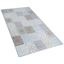 Beliani Coastal Charm Multicolour Patchwork Area Rug 80 X 150 Cm - Low Pile, Anti-Slip Underlay - thumbnail 3