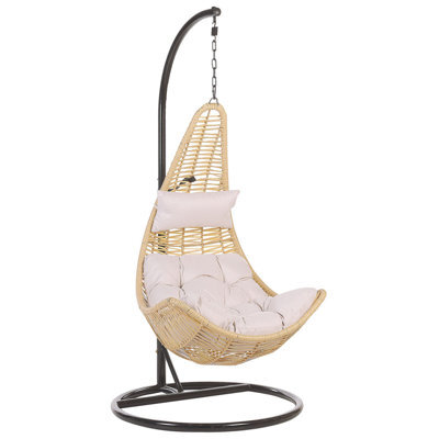 Beliani Hanging Chair With Stand Atri Ii Pe Rattan Natural - image 1