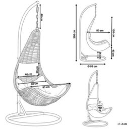 Beliani Hanging Chair With Stand Atri Ii Pe Rattan Natural - thumbnail 3