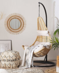 Beliani Hanging Chair With Stand Atri Ii Pe Rattan Natural - thumbnail 2