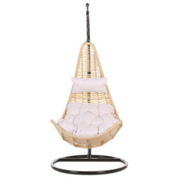 Beliani Hanging Chair With Stand Atri Ii Pe Rattan Natural - thumbnail 5