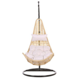 Beliani Hanging Chair With Stand Atri Ii Pe Rattan Natural - thumbnail 4