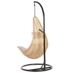 Beliani Hanging Chair With Stand Atri Ii Pe Rattan Natural - thumbnail 6